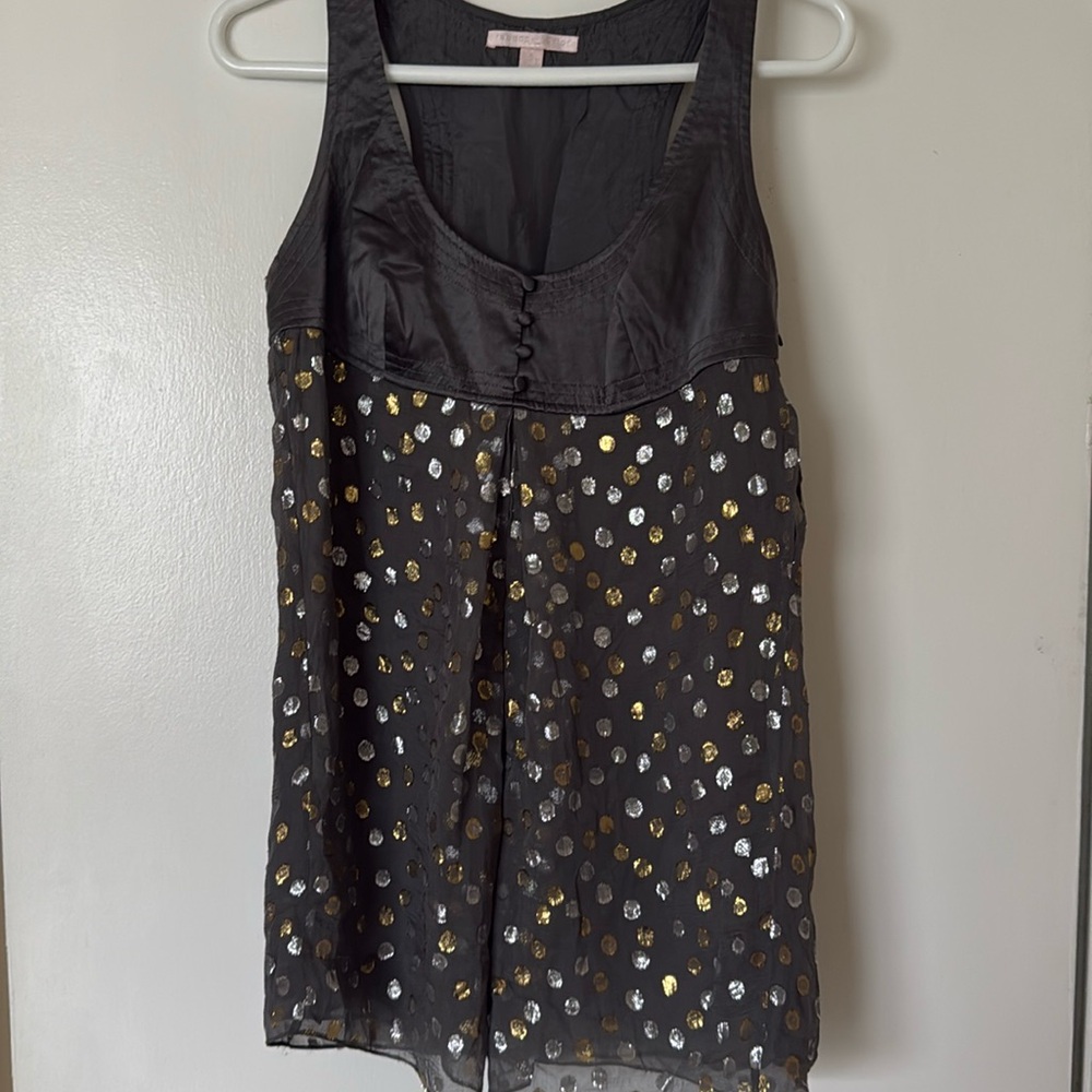 Rebecca Taylor size 6 grey blouse with sparkly polka dots